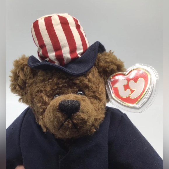 Vintage ty Attic Treasure Brown Bear Uncle Sam Plush - Picture 4 of 7
